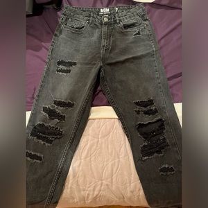 Black Ripped Mom Style Jeans